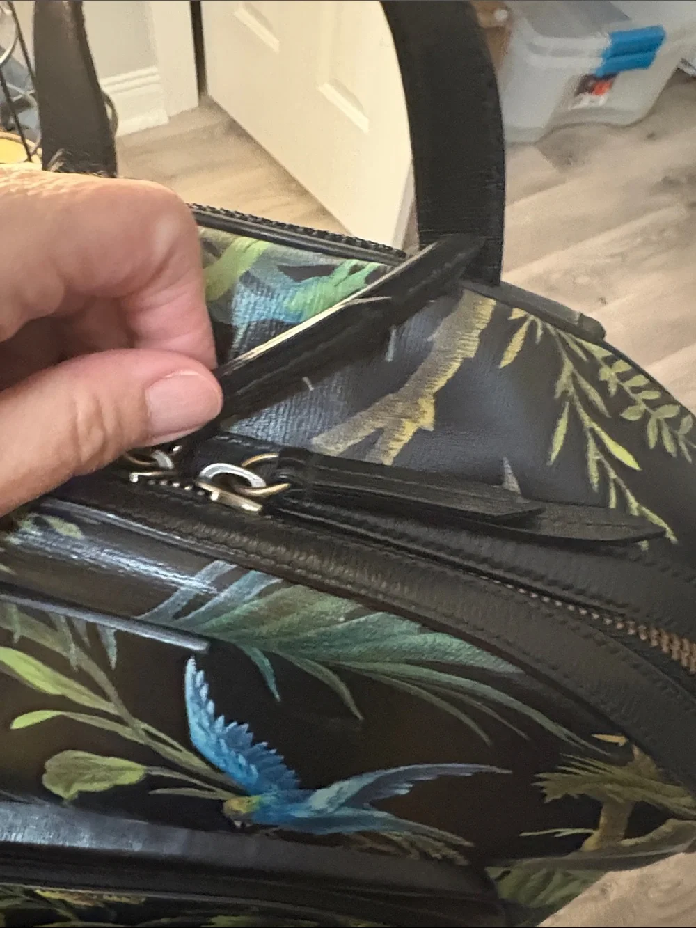 Gucci Tropical Print Calfskin Leather Medium Backpack Black Multi 406370